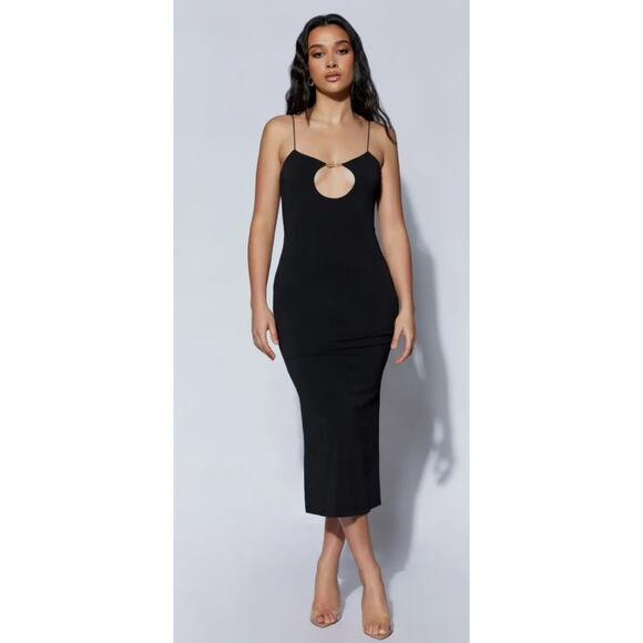 Meshki Ariya Hardware Midi Dress Black Sleek Elegance Effortless Women's Small - Picture 1 of 13